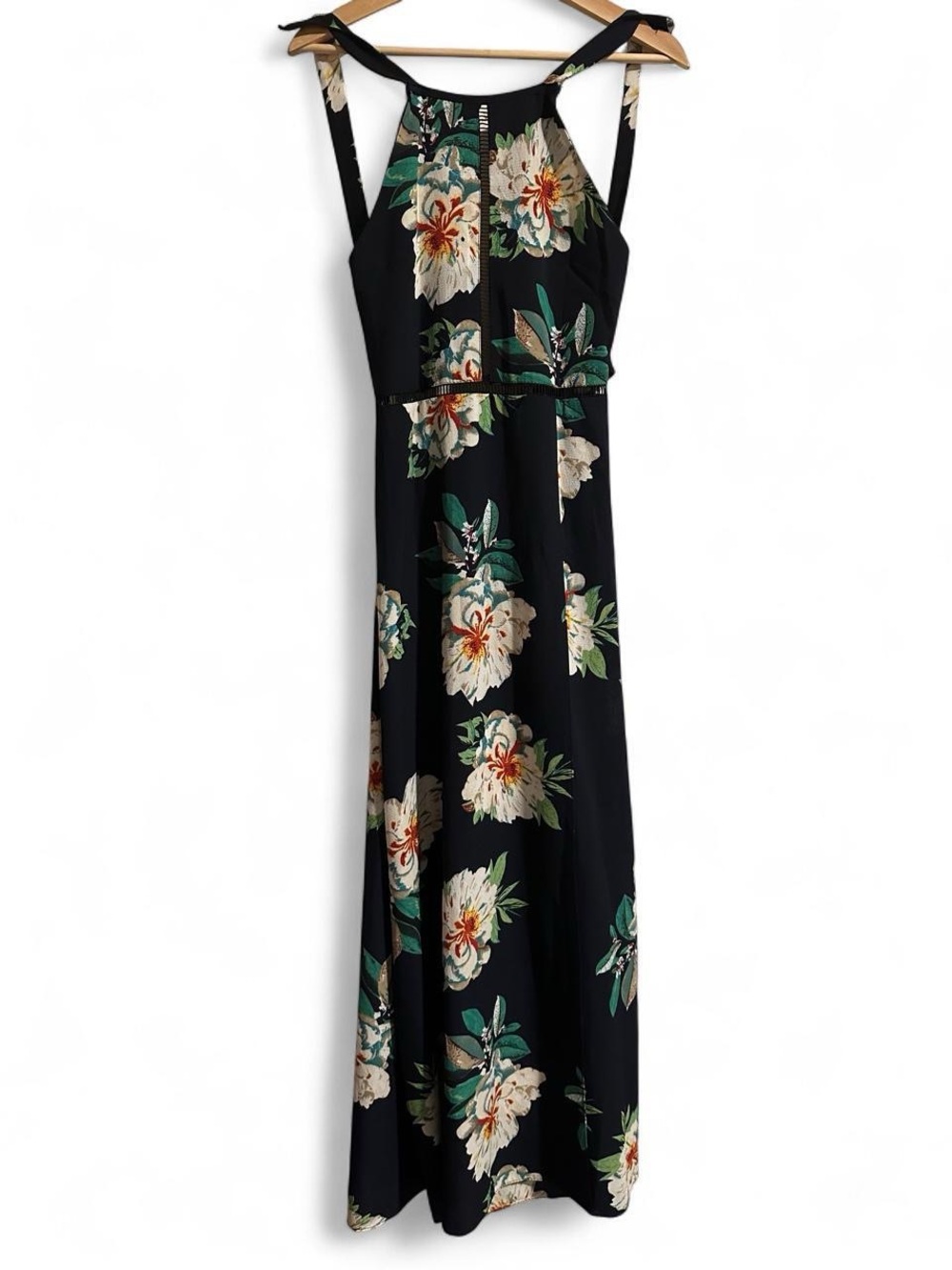 Black Floral Maxi Dress with Cream Blooms